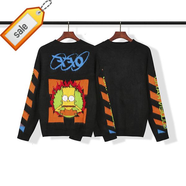 off wh@e flame simpson tide arrow black mohair crew neck style knitted couple sweater, White;black
off wh@e flame simpson tide arrow black mohair crew neck style knitted couple sweater, White;black