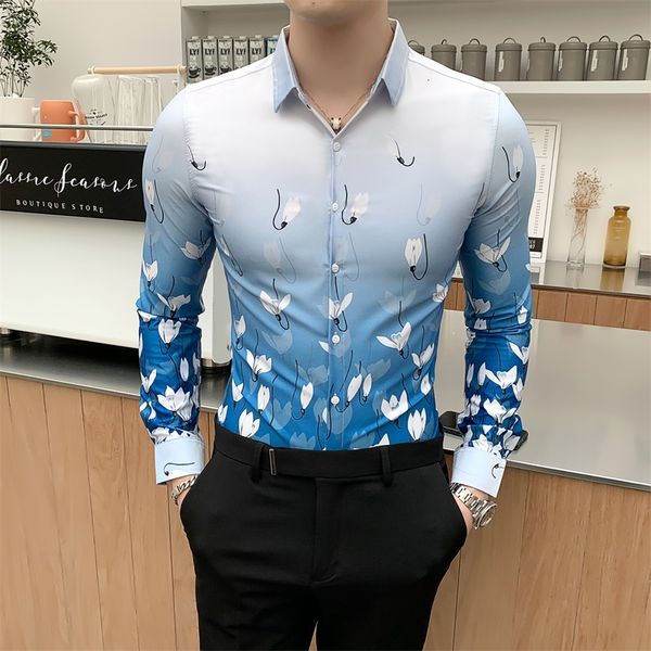 gradient flower print 2021 long fall thin fit dress shirts streetwear social party male blouse 7xid, White;black
gradient flower print 2021 long fall thin fit dress shirts streetwear social party male blouse 7xid, White;black