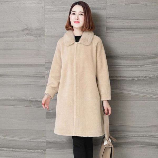 women's fur & faux real clothing, 2021, winter jacket, mink collar, korean long wool coat, women manto, femme hiver, Black
women's fur & faux real clothing, 2021, winter jacket, mink collar, korean long wool coat, women manto, femme hiver, Black