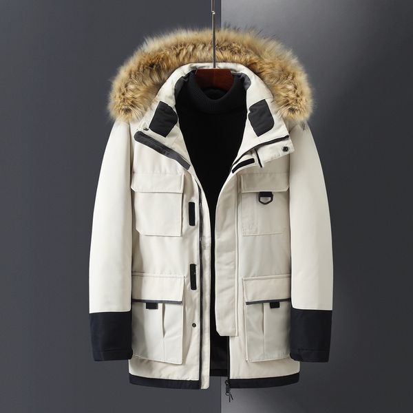 men's down jacket winter outdoor warm coat windproof waterproof hat detachable threaded cuff with real wolf fur size s-2xl, Black
men's down jacket winter outdoor warm coat windproof waterproof hat detachable threaded cuff with real wolf fur size s-2xl, Black