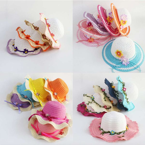 summer baby hat sun protection children's straw hat summer cool, Yellow