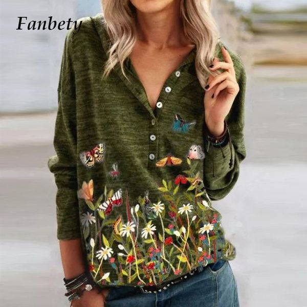 2021 new women casual butterfly floral print blouse shirt autumn elegant long sleeve pullover streetwear v neck buttons blusas kmkf, White;black
2021 new women casual butterfly floral print blouse shirt autumn elegant long sleeve pullover streetwear v neck buttons blusas kmkf, White;black