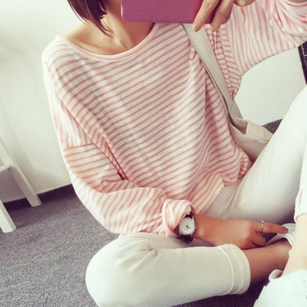 thin stripe female t-shirt summer o neck t-shirt casual loose long sleeve green pink yellw black tee for women large size, White
thin stripe female t-shirt summer o neck t-shirt casual loose long sleeve green pink yellw black tee for women large size, White