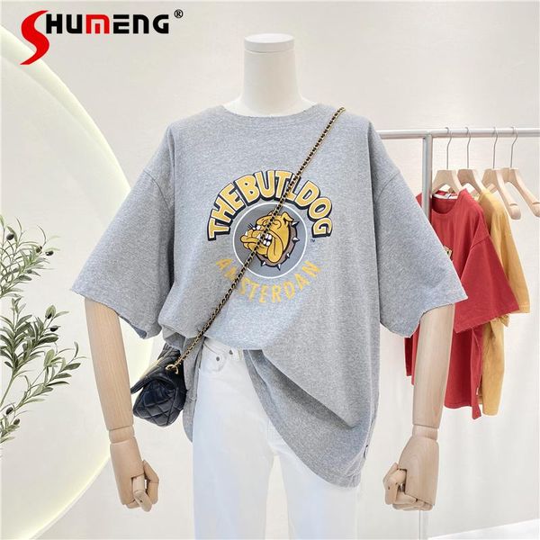 women's t-shirt 2021 summer ripped letter cartoon pattern printed round neck short sleeve loose casual tees students, White
women's t-shirt 2021 summer ripped letter cartoon pattern printed round neck short sleeve loose casual tees students, White