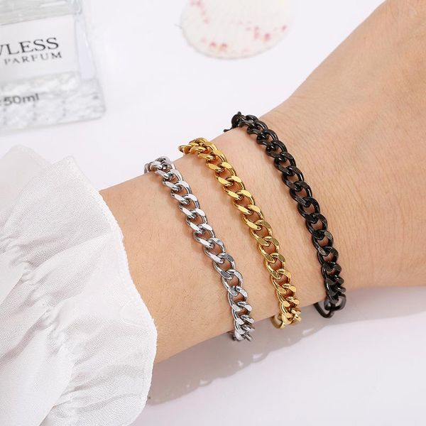 link, chain european and american trend all-match titanium steel cuban bracelet fashionable simple personality stainless, Black
link, chain european and american trend all-match titanium steel cuban bracelet fashionable simple personality stainless, Black