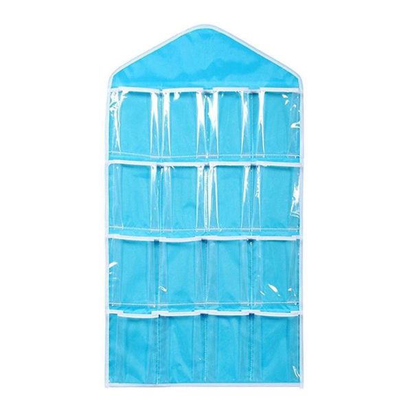 16 pockets clear over door hanging bag shoe rack hanger underwear socks closet storage tidy organizer (blue)
16 pockets clear over door hanging bag shoe rack hanger underwear socks closet storage tidy organizer (blue)