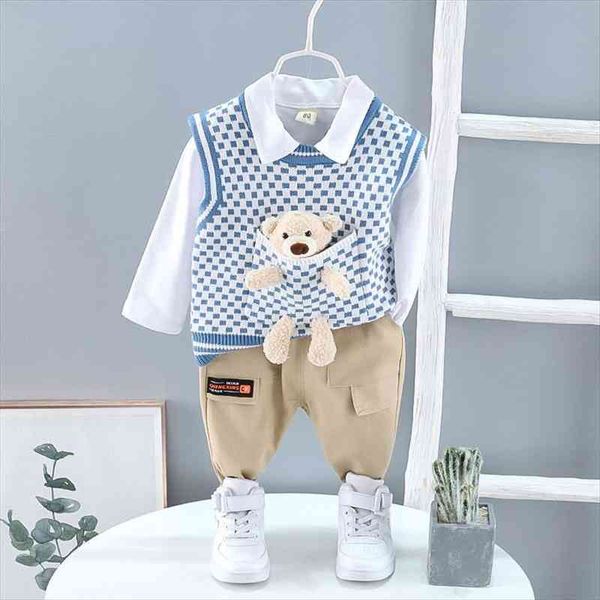 spring children fashion clothes baby boys sweater plaid vest shirt pants 3pcs set kids clothing toddler tracksuit 0 4 years, White
spring children fashion clothes baby boys sweater plaid vest shirt pants 3pcs set kids clothing toddler tracksuit 0 4 years, White
