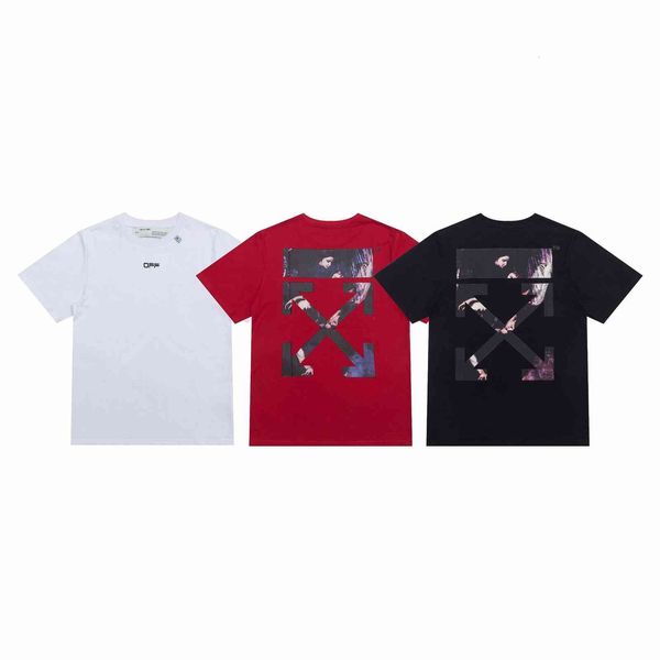 white 2021 style new off baroque angel wings oil painting short sleeve, White;black
white 2021 style new off baroque angel wings oil painting short sleeve, White;black