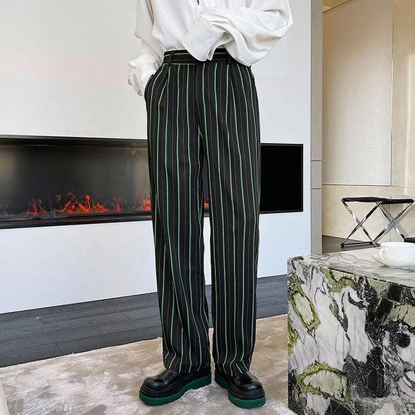 men's pants men green stripe straight casual suit pant korea streetwear vintage fashion long trousers male, Black
men's pants men green stripe straight casual suit pant korea streetwear vintage fashion long trousers male, Black