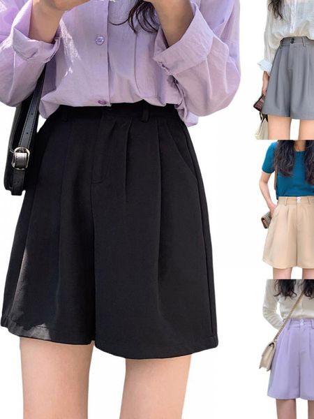 women's shorts 2021 summer ladies korean suit loose and thin wide-leg pants wild high-waist five-point casual, White;black
women's shorts 2021 summer ladies korean suit loose and thin wide-leg pants wild high-waist five-point casual, White;black