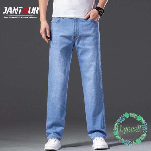 lyocell men's classic brand jeans, light blue, large 40 42 44 46, autumn, new