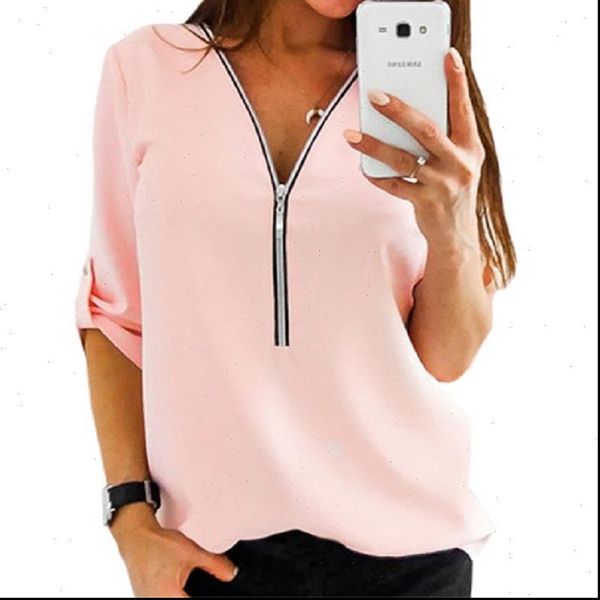 women summer chiffon blouse v neck zipper roll up loose shirt blouses blusa ladies vestido shirts plus size s 3xl, White
women summer chiffon blouse v neck zipper roll up loose shirt blouses blusa ladies vestido shirts plus size s 3xl, White