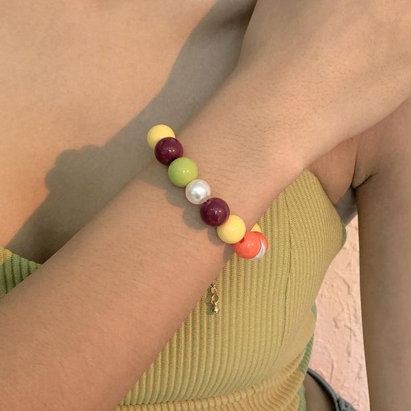 beaded, strands 2021 design summer candy color imitation pearl round beaded acrylic bracelet for women girls cute jewelry accessories, Black
beaded, strands 2021 design summer candy color imitation pearl round beaded acrylic bracelet for women girls cute jewelry accessories, Black