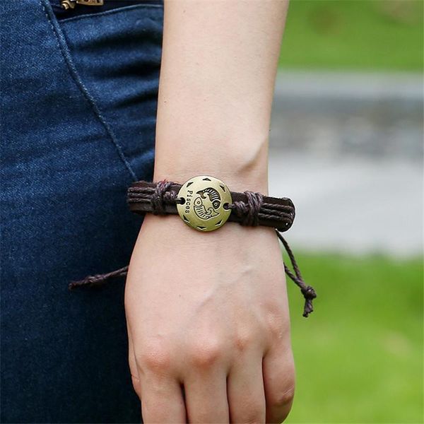 charm bracelets 12 constellations bracelet men leather male wristband vintage punk friendship for women jewelry, Golden;silver
charm bracelets 12 constellations bracelet men leather male wristband vintage punk friendship for women jewelry, Golden;silver