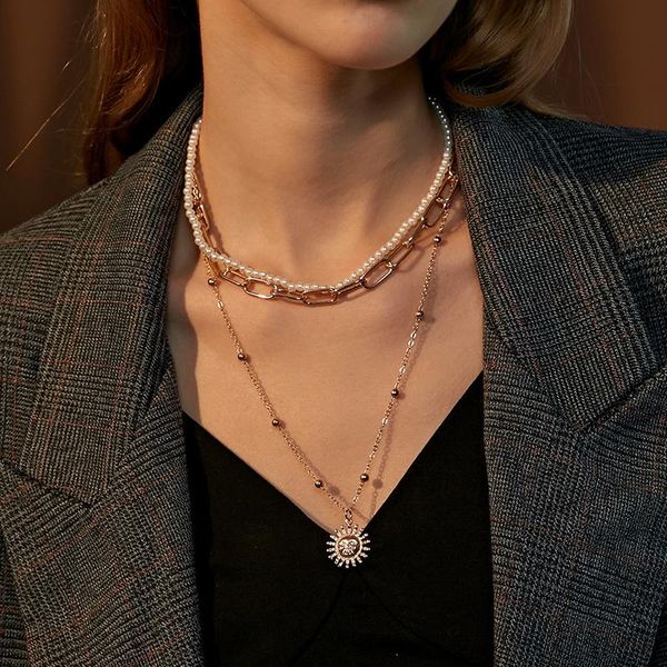 pendant necklaces punk multi layered imitation pearls chain necklace carved portrait sun coin for women vintage collar jewelry, Silver
pendant necklaces punk multi layered imitation pearls chain necklace carved portrait sun coin for women vintage collar jewelry, Silver
