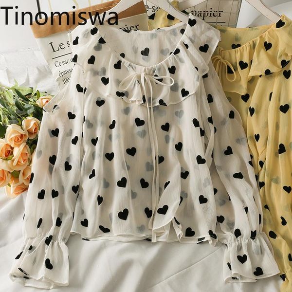 women's blouses & shirts tinomiswa love heart printed shirt women ruffle slightly transparent long sleeve chiffon blouse casual bare sh, White
women's blouses & shirts tinomiswa love heart printed shirt women ruffle slightly transparent long sleeve chiffon blouse casual bare sh, White