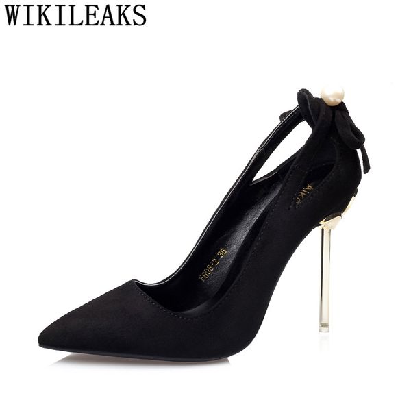 dress shoes women butterfly-knot red shoes wedding heels extreme high heels stilettos shoes for women fetish high heels ayakkabi, Black