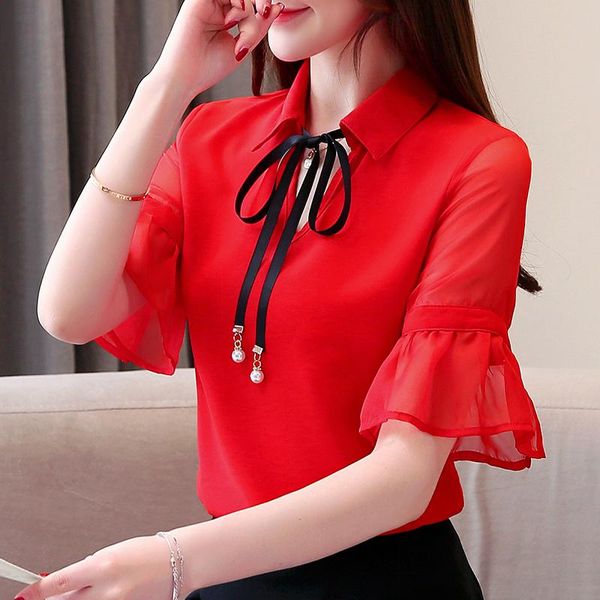 women's blouses & shirts and 2021 flare short sleeve ladies chiffon blouse office women, White
women's blouses & shirts and 2021 flare short sleeve ladies chiffon blouse office women, White