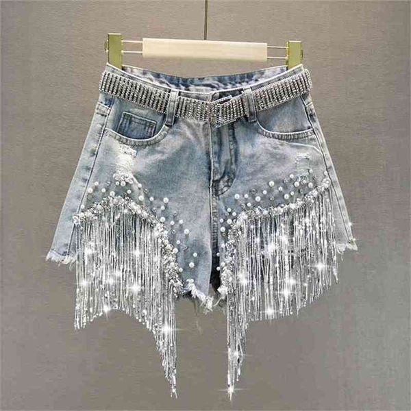 female denim shorts summer wear high waist slimming heavy beaded sequin fringed ripped wide leg pants jeans 210708, Blue
female denim shorts summer wear high waist slimming heavy beaded sequin fringed ripped wide leg pants jeans 210708, Blue
