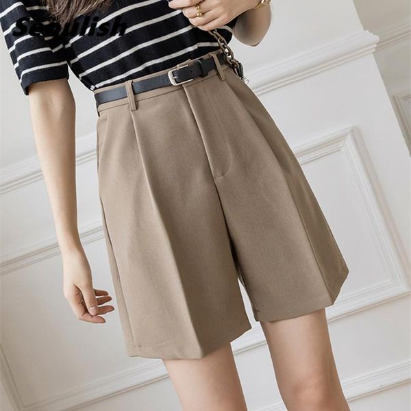 women's shorts seoulish 2021 summer with belted solid high waist office wide leg elegant purple loose trousers pocket, White;black
women's shorts seoulish 2021 summer with belted solid high waist office wide leg elegant purple loose trousers pocket, White;black