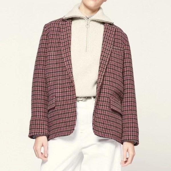 women's suits & blazers wool 2021 fall/winter single buckle casual v neck chic houndstooth jacket, White;black
women's suits & blazers wool 2021 fall/winter single buckle casual v neck chic houndstooth jacket, White;black