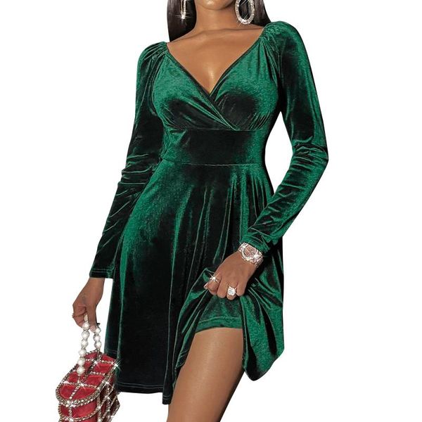 casual dresses retro elegant high waist velvet a-line dress women long sleeve v neck slim mini autumn winter evening party, Black;gray
casual dresses retro elegant high waist velvet a-line dress women long sleeve v neck slim mini autumn winter evening party, Black;gray