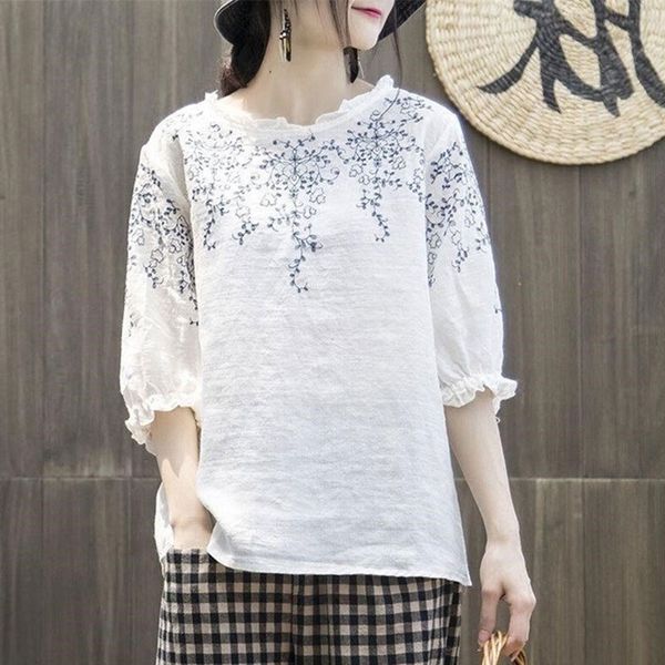 f&je summer style women tshirt plus size half sleeve loose vintage embroidery tee shirt femme cotton linen tshirts big mgz2 210310, White
f&je summer style women tshirt plus size half sleeve loose vintage embroidery tee shirt femme cotton linen tshirts big mgz2 210310, White