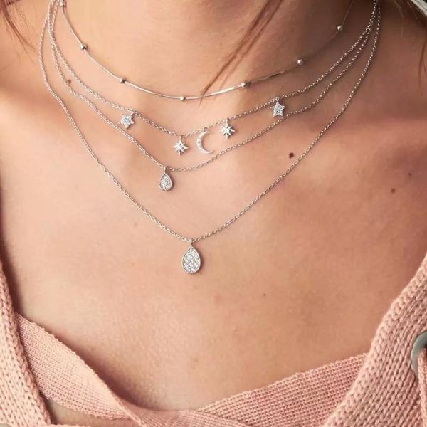 fashion star moon crystal layered necklaces women bohemain drops choker necklaces pendants boho chains collier jewelry 2021, Silver
fashion star moon crystal layered necklaces women bohemain drops choker necklaces pendants boho chains collier jewelry 2021, Silver