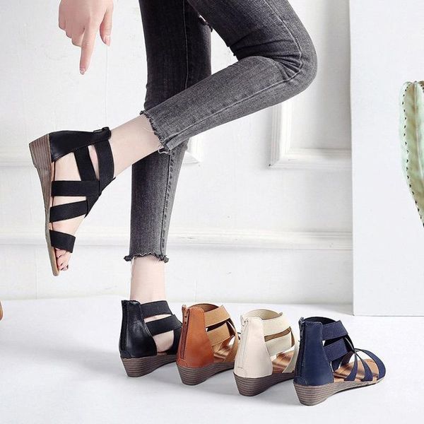 sandals summer ladies rome shoes women cross elastic strap back zipper fashion open toe low heel sandal for girls big size retro, Black
sandals summer ladies rome shoes women cross elastic strap back zipper fashion open toe low heel sandal for girls big size retro, Black