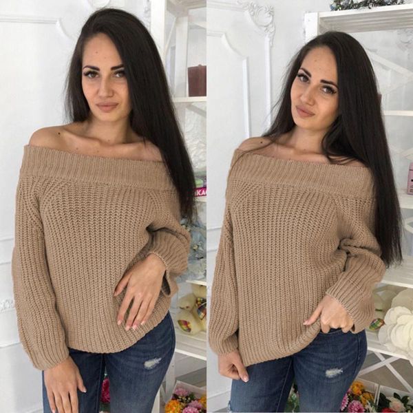 women's sweaters wipalo women autumn winter solid o neck long sleeves pullovers off the shoulder knitted female outwear, White;black
women's sweaters wipalo women autumn winter solid o neck long sleeves pullovers off the shoulder knitted female outwear, White;black