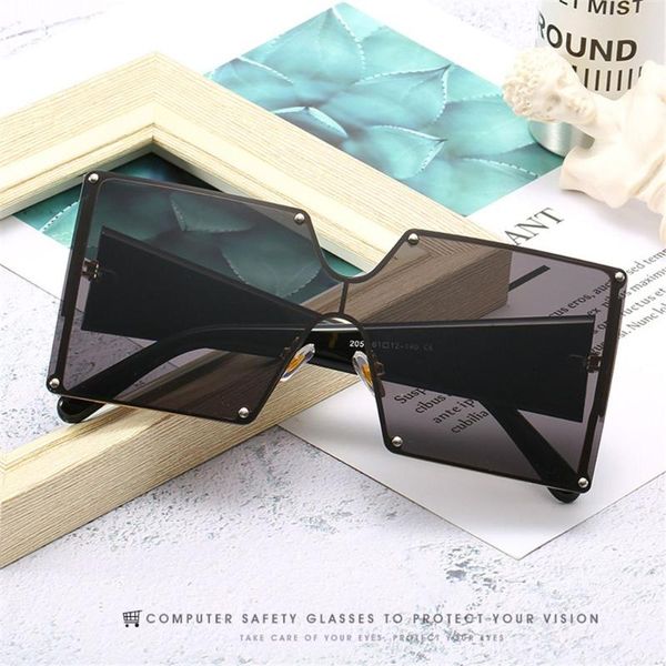 sunglasses 2021 big frame oversize women brand designer rimless square shades vintage fashion gradient clear sun glasses, White;black
sunglasses 2021 big frame oversize women brand designer rimless square shades vintage fashion gradient clear sun glasses, White;black