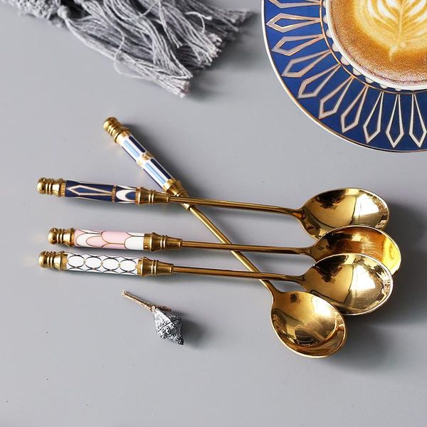 spoons stainless steel spoon ceramic handle ice cream fruit coffee stirring teaspoon dessert cake honey tableware
spoons stainless steel spoon ceramic handle ice cream fruit coffee stirring teaspoon dessert cake honey tableware