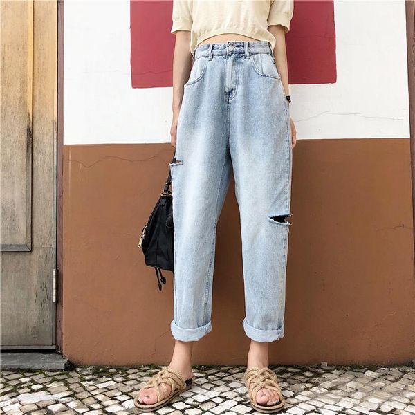 women's jeans women hole bf loose pockets simple all-match harem retro womens trousers high waist korean style students trendy chic, Blue
women's jeans women hole bf loose pockets simple all-match harem retro womens trousers high waist korean style students trendy chic, Blue
