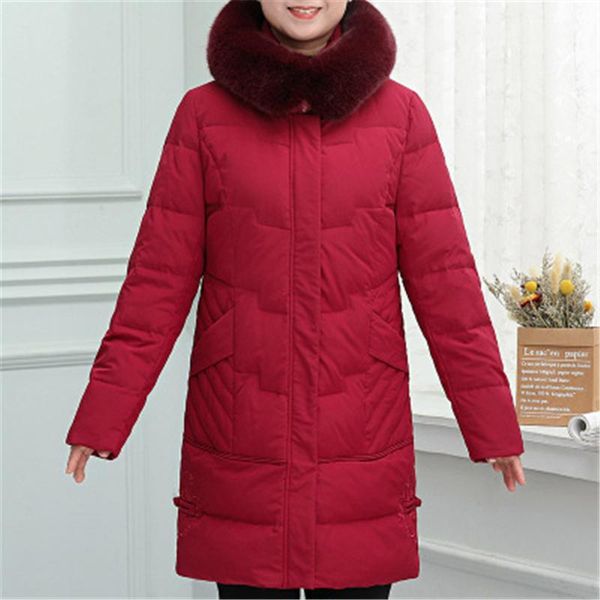 women's down & parkas 2021 winter middle-aged elderly jacket women big fur collar loose hooded real mother parka thick coat m316, Black 
women's down & parkas 2021 winter middle-aged elderly jacket women big fur collar loose hooded real mother parka thick coat m316, Black