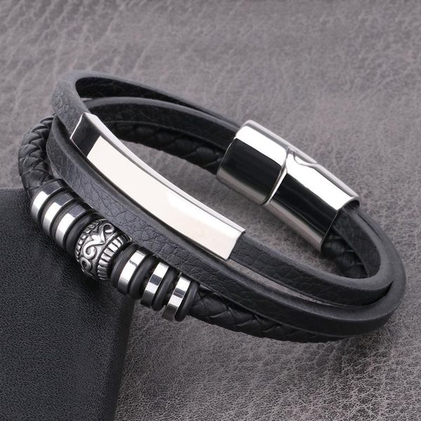 charm bracelets retro fashion punk stainless steel casting pattern accessories men's leather cord bracelet hand-woven jewelry, Golden;silver
charm bracelets retro fashion punk stainless steel casting pattern accessories men's leather cord bracelet hand-woven jewelry, Golden;silver