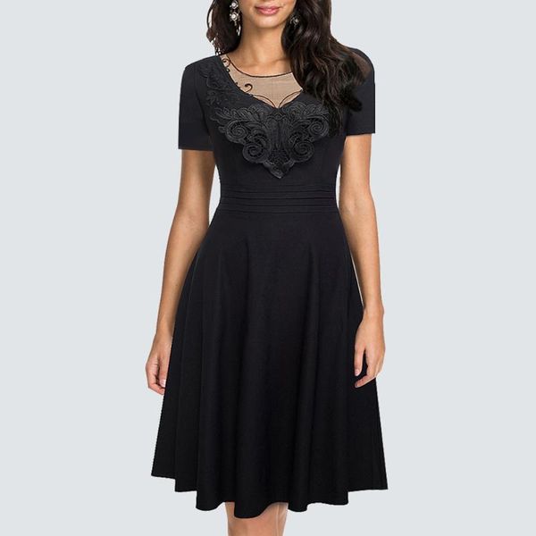 casual dresses women vintage brief black dress summer elegant mesh patchwork butterfly appliques swing party a-line ha084, Black;gray
casual dresses women vintage brief black dress summer elegant mesh patchwork butterfly appliques swing party a-line ha084, Black;gray