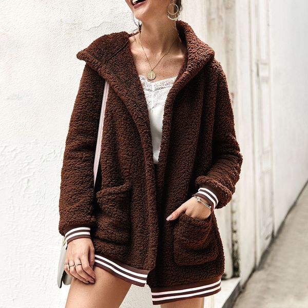 2021 new women casual teddy long coats autumn winter faux fur jackets pockets overcoats plus size cardigan outwear 8kst, Black
2021 new women casual teddy long coats autumn winter faux fur jackets pockets overcoats plus size cardigan outwear 8kst, Black