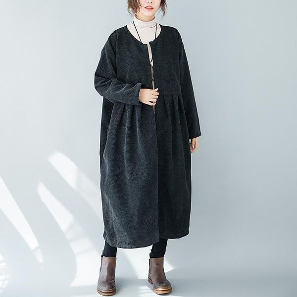 johnature 2021 new corduroy long coats autumn loose solid color o-neck single button pockets female trench, Tan;black
johnature 2021 new corduroy long coats autumn loose solid color o-neck single button pockets female trench, Tan;black
