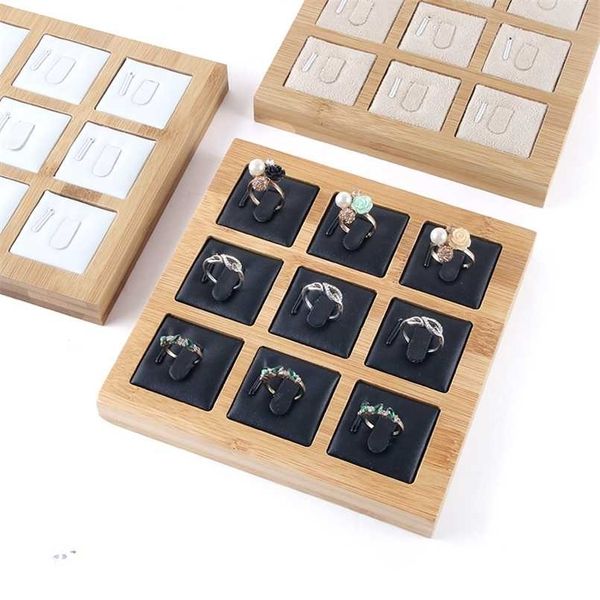 9 grids bamboo jewelry display ring display stand holder showcase organizer jewelry holder organizer for window 211105, Black
9 grids bamboo jewelry display ring display stand holder showcase organizer jewelry holder organizer for window 211105, Black