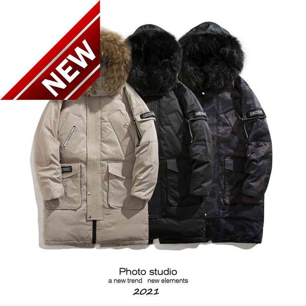 men's down jacket for winter long loose goose quilted coats hooded men coat parka fashion zipper oversized jackets clothing 2021, Black 
men's down jacket for winter long loose goose quilted coats hooded men coat parka fashion zipper oversized jackets clothing 2021, Black