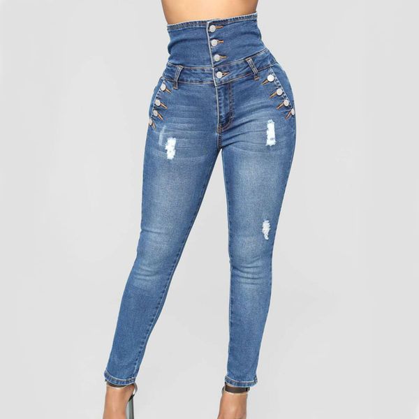 casual women's blue jeans large size fashion high waist four-breasted stretch slim fit slims feet pants women street womens office
casual women's blue jeans large size fashion high waist four-breasted stretch slim fit slims feet pants women street womens office