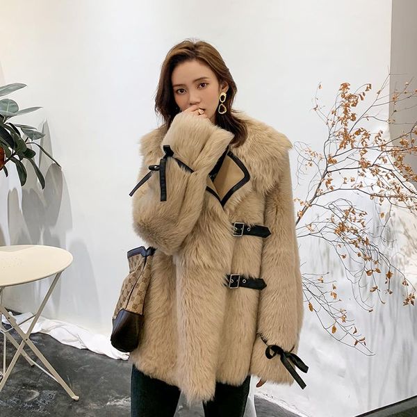women's fur & faux real natural sheep coat winter jacket women double faced genuine leather thick warm fashion outerwear, Black
women's fur & faux real natural sheep coat winter jacket women double faced genuine leather thick warm fashion outerwear, Black