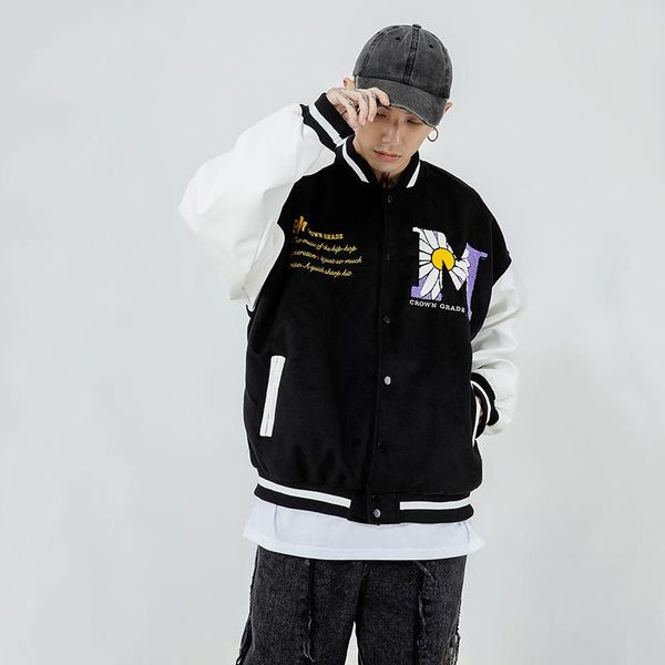 men's jackets suede daisy bee towel embroidery baseball jacket 2021 autumn harajuku casual streetwear mens hip hop fashion loose coats, Black;brown
men's jackets suede daisy bee towel embroidery baseball jacket 2021 autumn harajuku casual streetwear mens hip hop fashion loose coats, Black;brown