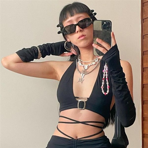 women's tanks & camis chic fashion letters halter crop with sleeve women backless sleeveless rave festival cropped st, White
women's tanks & camis chic fashion letters halter crop with sleeve women backless sleeveless rave festival cropped st, White