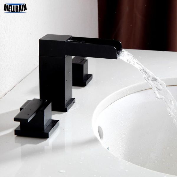 bathroom sink faucets square waterfall style faucet black 3 holes deck mount double handles basin water mixer solid brass bath tap
bathroom sink faucets square waterfall style faucet black 3 holes deck mount double handles basin water mixer solid brass bath tap