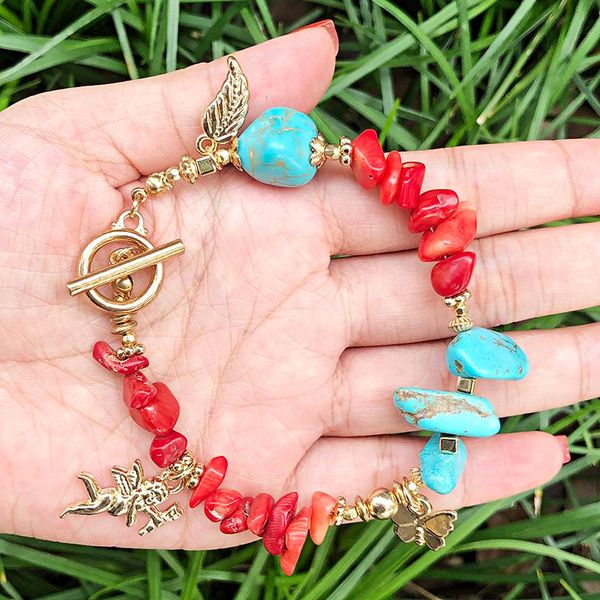 link, chain say handmade synthetic turquoises red coral stone alloy flower butterfly pendant bracelet buckle ladies fashion jewelry, Black
link, chain say handmade synthetic turquoises red coral stone alloy flower butterfly pendant bracelet buckle ladies fashion jewelry, Black