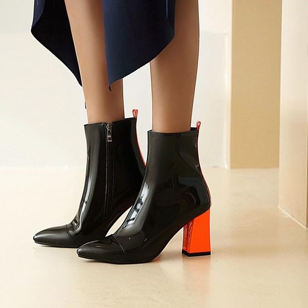 boots women ankle ladies chaussure booties high heels shiny pu leather pointed toe party shoes woman zapatos mujer sapato d1353, Black
boots women ankle ladies chaussure booties high heels shiny pu leather pointed toe party shoes woman zapatos mujer sapato d1353, Black
