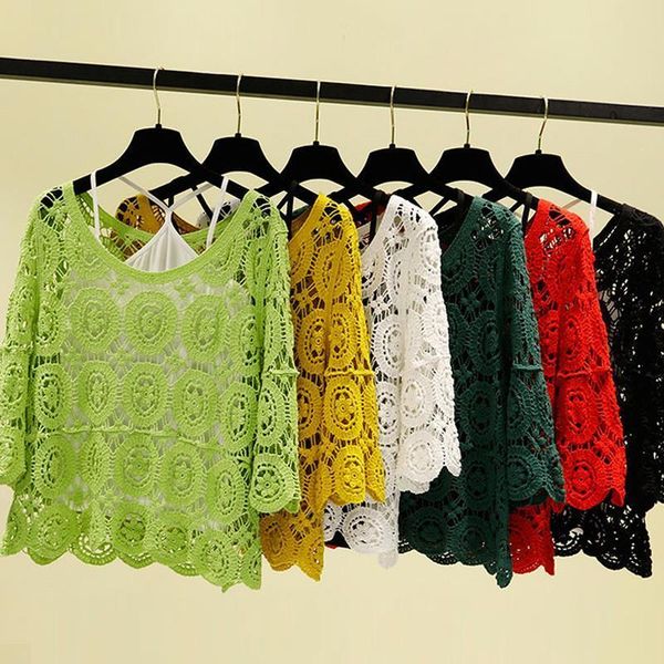 korean women shirt loose 2 pieces set lace blouse vintage floral crochet hollow out summer crop and blouses, White
korean women shirt loose 2 pieces set lace blouse vintage floral crochet hollow out summer crop and blouses, White