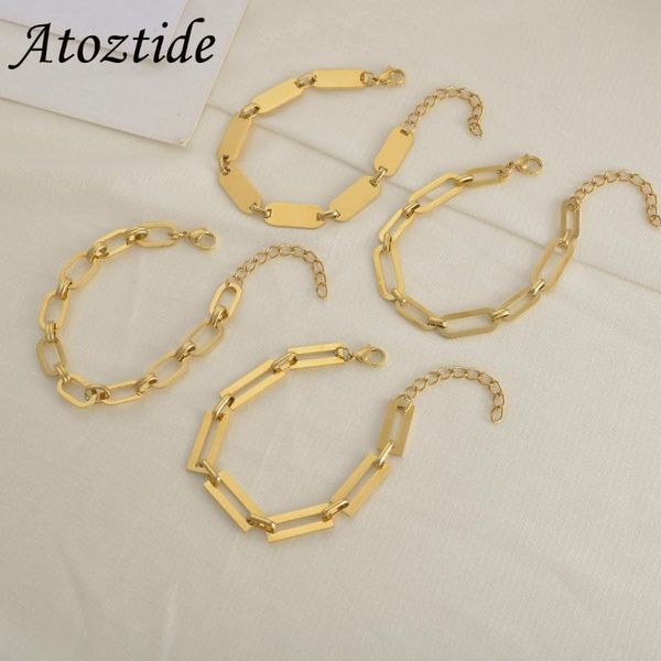 link, chain atoztide 14k gold hollow irregular round square heart thin flat bracelet set stainless steel adjustable for women jewelry gift, Black
link, chain atoztide 14k gold hollow irregular round square heart thin flat bracelet set stainless steel adjustable for women jewelry gift, Black