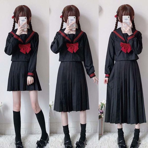 clothing sets girls japanese school uniform basic pleated skirt jk black sailor suits harajuku shirt embroidered casual streetwear, White
clothing sets girls japanese school uniform basic pleated skirt jk black sailor suits harajuku shirt embroidered casual streetwear, White
